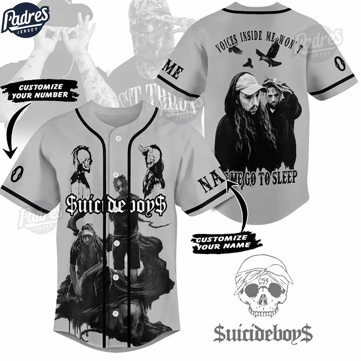 Suicideboys Custom Grey Baseball Jersey Online - Padres Jersey Oasis: Elevate Your Baseball Style Game... (Image 1)