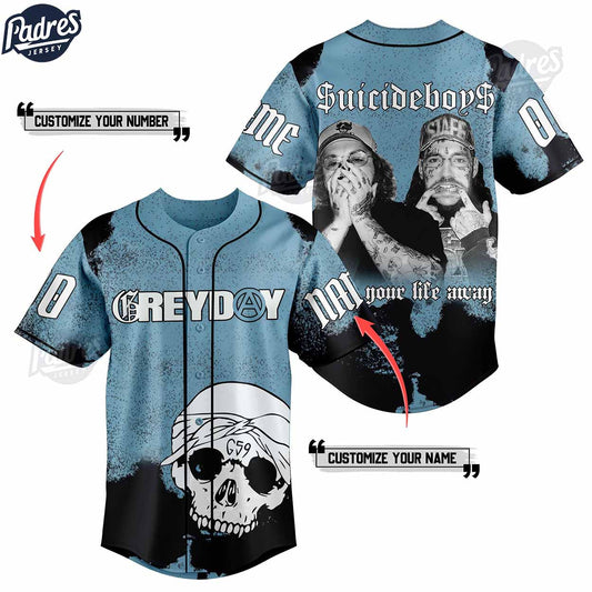 Suicideboys Grey Day Custom Baseball Jersey Style - Padres Jersey Oasis: Elevate Your Baseball Style Game... (Image 1)