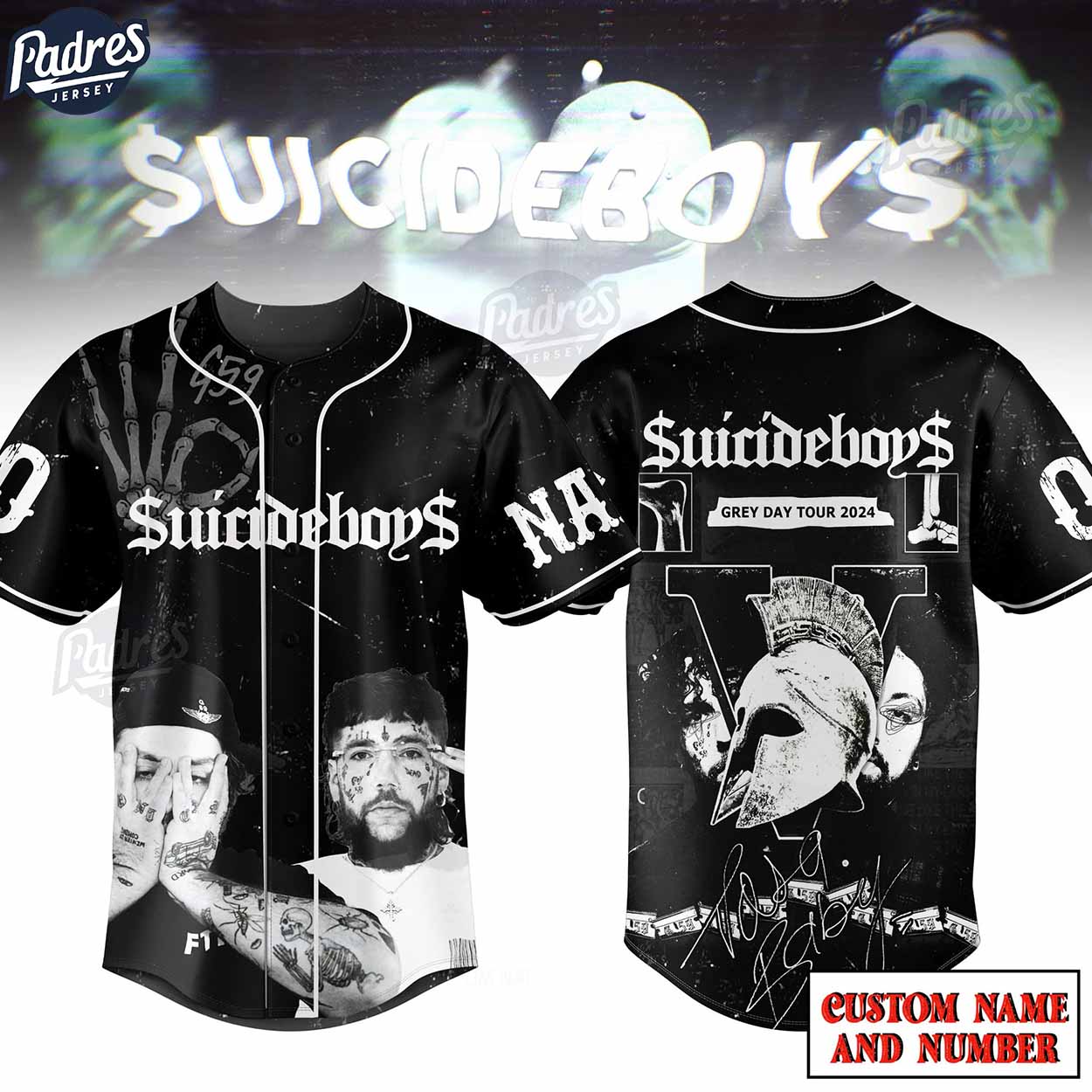 Suicideboys Grey Day Tour 2024 Baseball Jersey - Padres Jersey Oasis: Elevate Your Baseball Style Game... (Image 1)