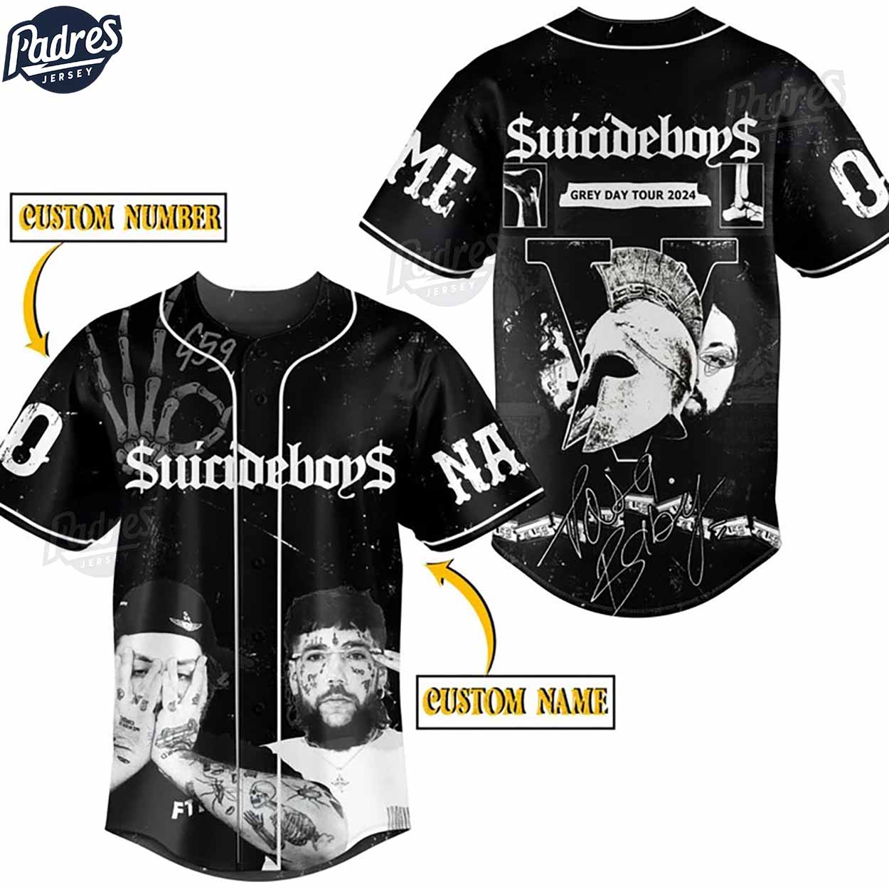 Suicideboys Grey Day Tour 2024 Baseball Jersey - Padres Jersey Oasis: Elevate Your Baseball Style Game... (Image 3)