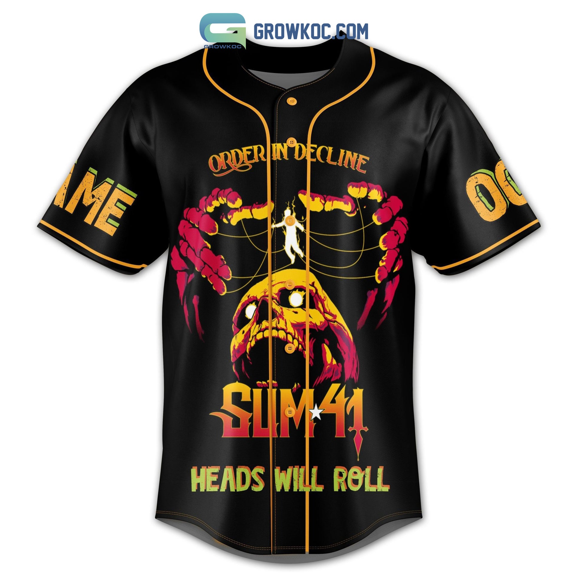 Sum 41 Order In Decline Heads Will Roll Personalized Baseball Jersey