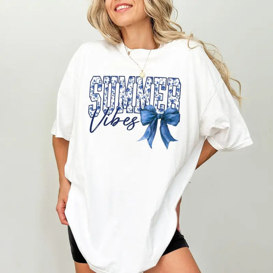 Summer Vibes Comfort Colors Shirt, Coquette Summer T-shirt, Holiday Graphic Tee, Summer Vacation Clothing, Gift For Her...
