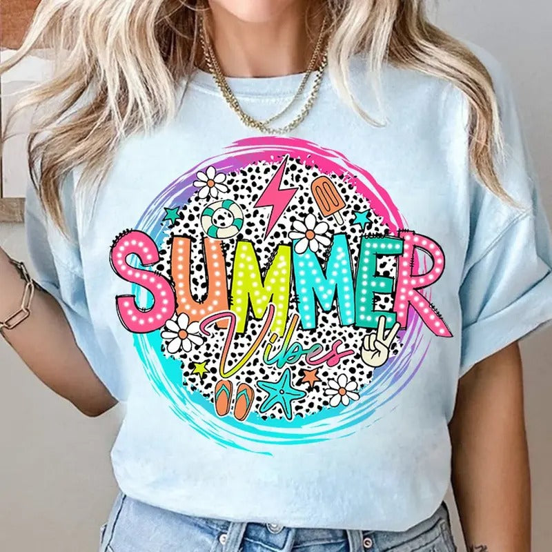 Summer Vibes Dalmatian Dots Shirt, Summer Vibes Sweatshirt, Bright Doodle, Lake Days Womenswear Tee, Hello Summer...