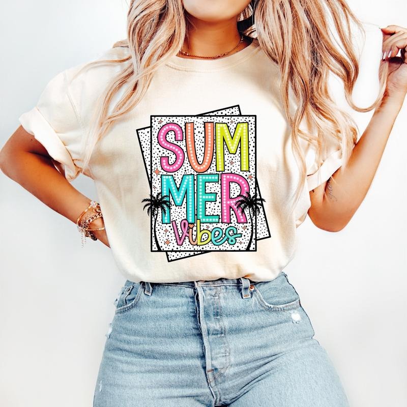 Summer Vibes Dalmatian Dots T-Shirt, Summer Vibes T-Shirt, Bright Doodle, Lake Days T-Shirt, Hello Summer T-Shirt, Beach...