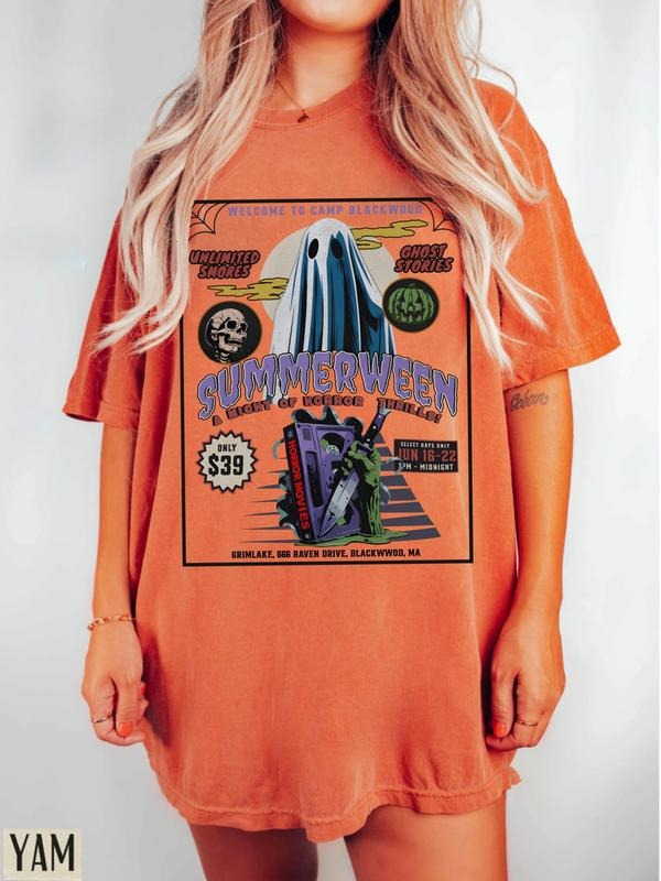 Summerween Tee Shirt, Welcome To Camp Blackwood Sweatshirt, Retro Ghost Halloween Shirt Hoodie | WearSparks.com