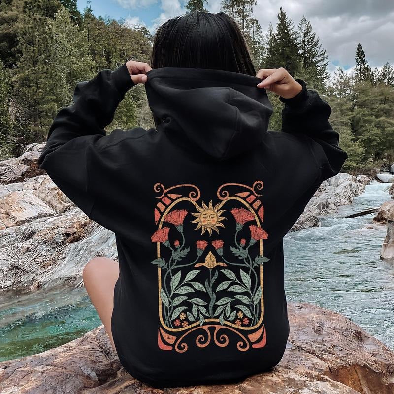 Sun Art Deco Design, Celestial Art Nouveau, Colorful Hoodie T-Shirts, Sweatshirt | WearSparks.com