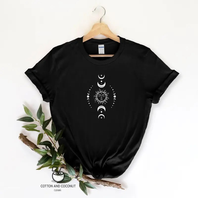 Sun Moon Tshirt Celestial Tee Gifts For Her Sun Shirt One With The Sun Boho Shirt Vintage Tee Mystical Tee Moon Shirt...