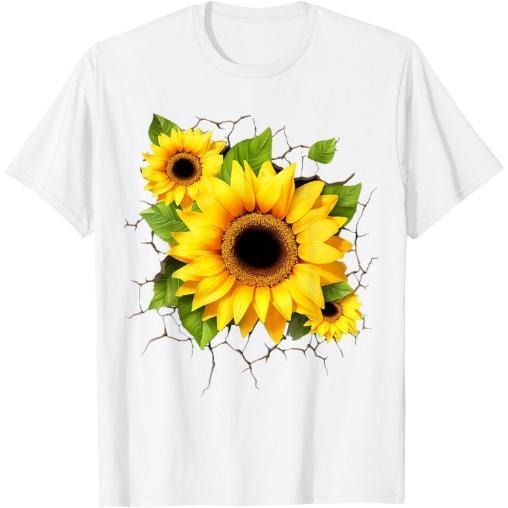 Sunflower Art Leaves Flower Lover Graphic Sunflower T-Shirt Made in USA Hoodie, Sweatshirt | WearSparks.com