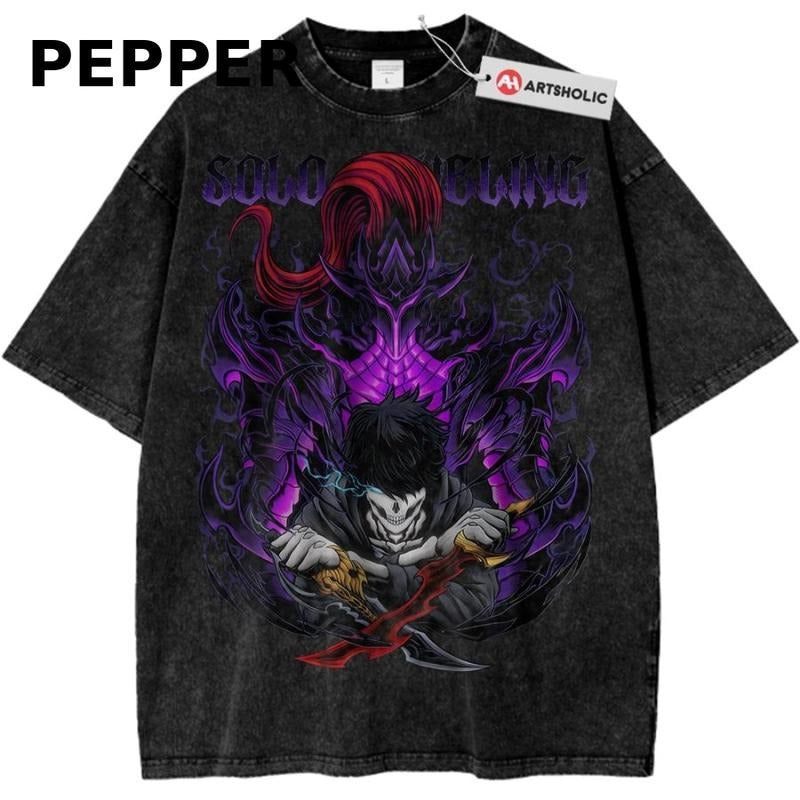 Sung Jinwoo T-Shirt, Solo Leveling Shirt, Anime Shirt, Vintage Graphic Tee Hoodie, Sweatshirt | WearSparks.com