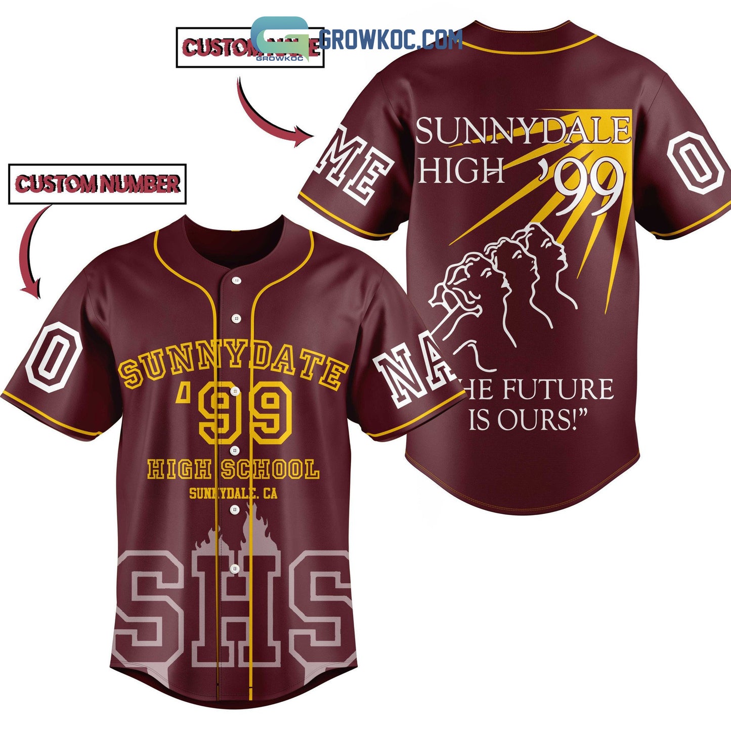 Sunnydale High School 99 The Future Is Ours Personalized Baseball Jersey