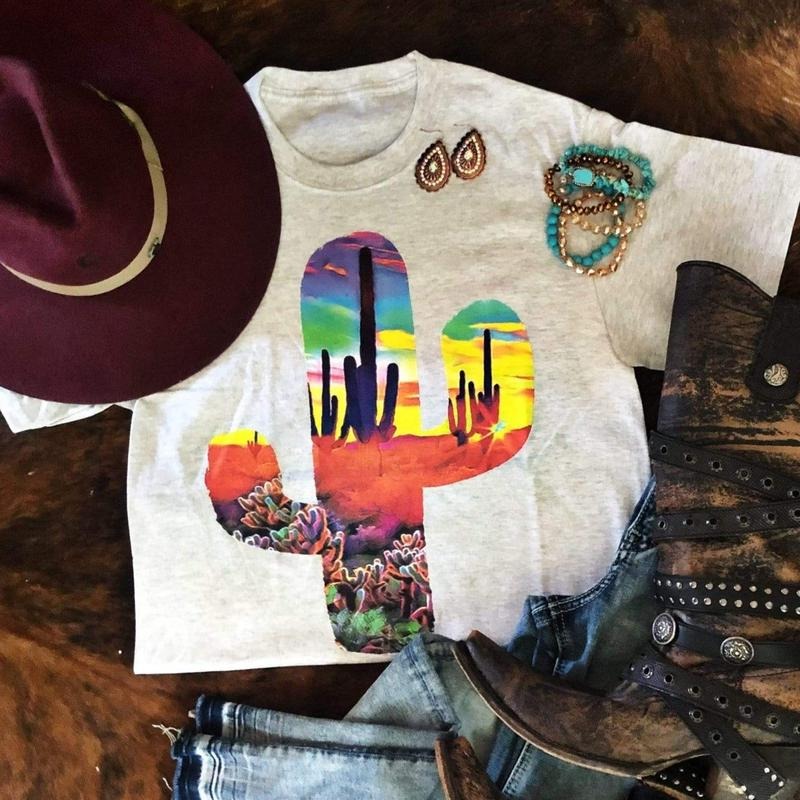 Sunset Cactus Graphic Tee Hoodie, Sweatshirt | WearSparks.com
