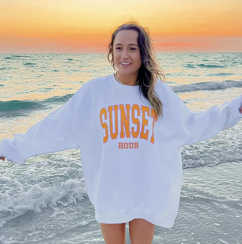 Sunset Hour Sweatshirt, Unisex Cotton Hoodie Oversized Womenswear, Trendy Sweatshirt, Oversized Hoodie Clothing Fit T-Shirts