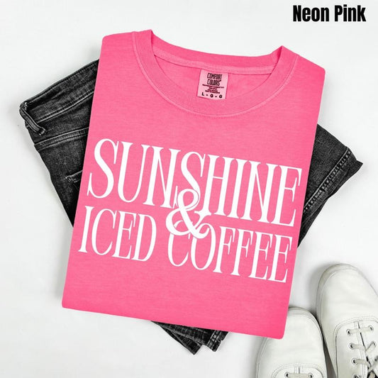Sunshine & Iced Coffee Comfort Colors T-Shirt 'NLB' Hoodie, Sweatshirt | WearSparks.com
