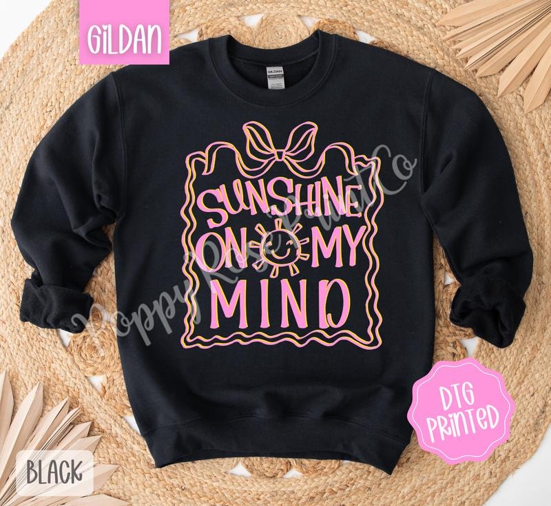 Sunshine On My Mind Sweatshirt, Cute Summer Sweater, Girly Beach Crewneck T-Shirts, Hoodie | WearSparks.com