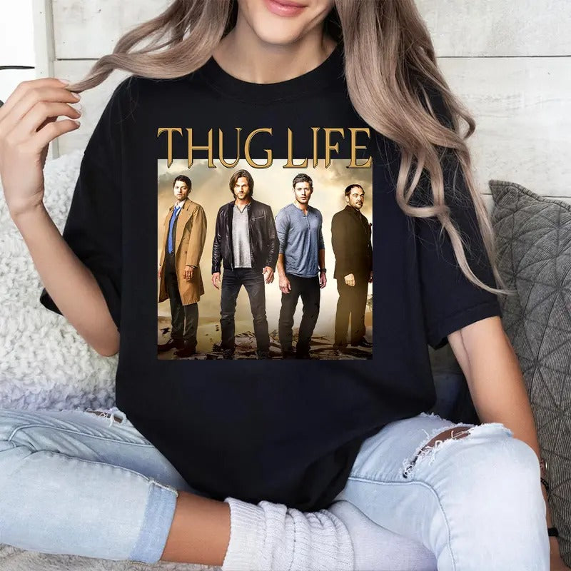 Supeernatural Thug Life T Shirt, Thug Life Supeernatural T Shirt,  Sam-Winchester Shirt, Dean-Winchester T-Shirt...