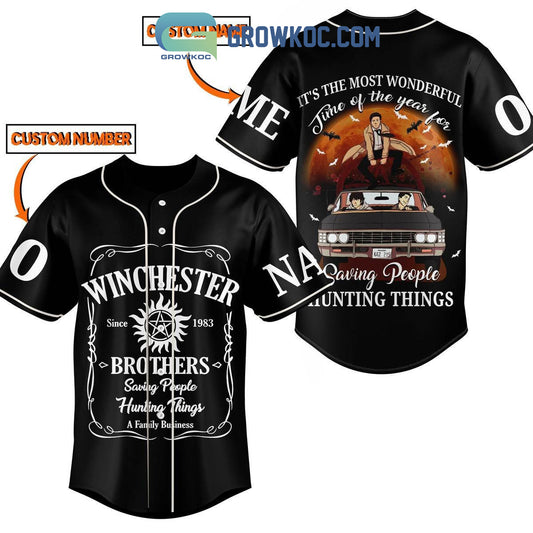 Super Natural Winchester Brothers Saving People Hunting Things Personalized Baseball Jersey