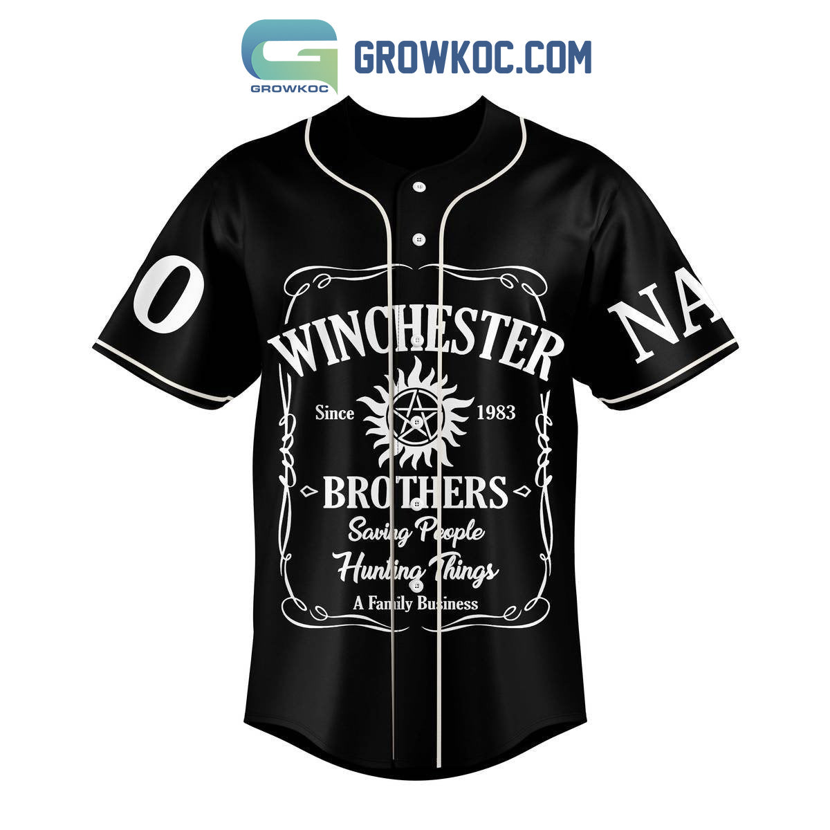 Super Natural Winchester Brothers Saving People Hunting Things Personalized Baseball Jersey