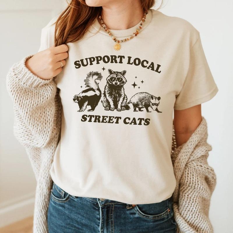 Support Your Local Street Cats Shirt - Vintage Raccoon Shirt - Nostalgia Shirt - Funny Shirt