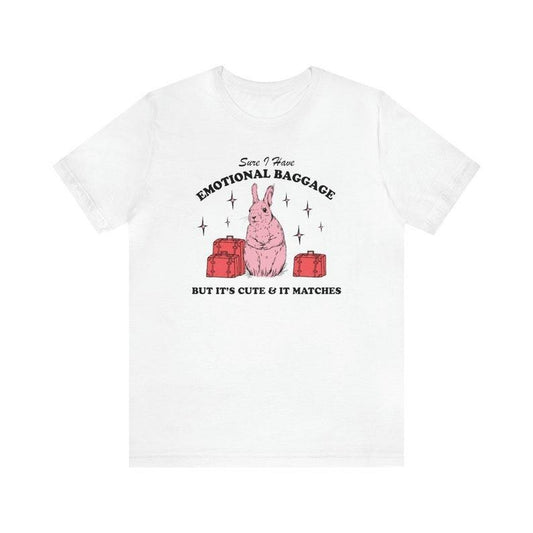 Sure I Have Emotional Baggage Funny Mental Health Shirt Vintage Rabbit Tee Cotton Crewneck Hoodie, Sweatshirt