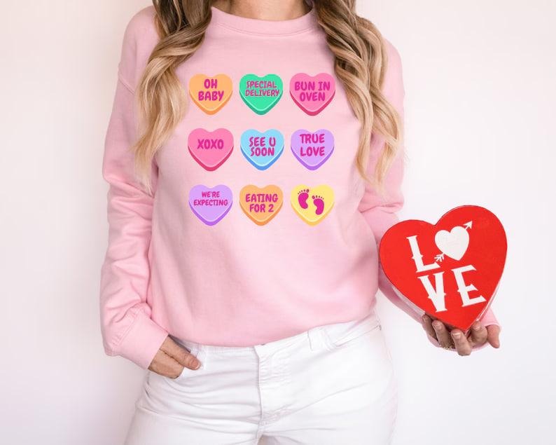 Surprise Valentine Pregnancy Announcement Sweatshirt, Valentines Pregnancy Sweatshirt, Baby reveal sweater Valentines...
