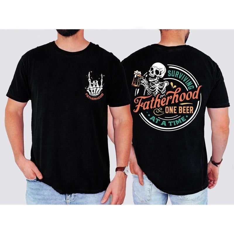 Surviving Fatherhood One Beer At A Time Shirt Father's Day Funny Birthday Shirt Gift For Dad  TK43GN Cotton Menswear...