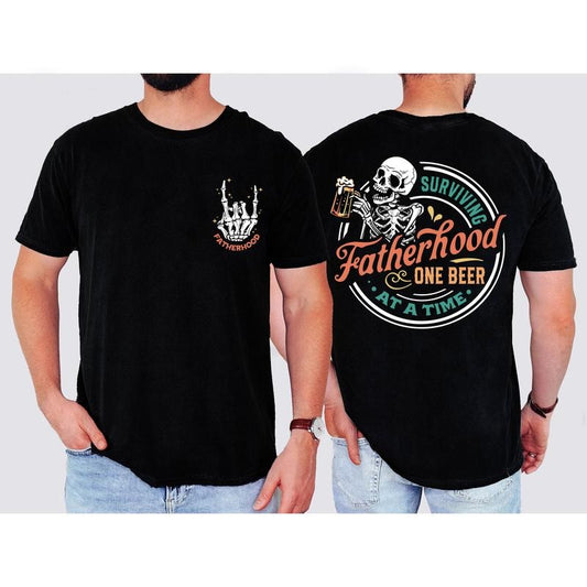 Surviving Fatherhood One Beer At A Time Shirt Father's Day Funny Birthday Shirt Gift For Dad  TK43GN Cotton Menswear...