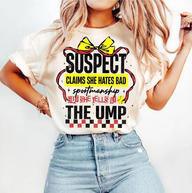 Suspect Claims T-shirt, Softball Coquette, Bad Sportsmanship, Retro Game Day Hoodie, Sweatshirt | WearSparks.com