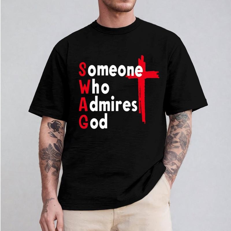 Swag Someone Who Admires God Shirt Casual Style Crew Neck Short Sleeve T-Shirt Tops Trendy for Unisex, Perfect Gift...