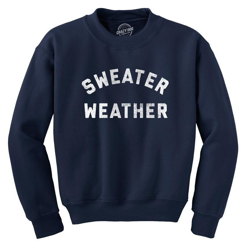Sweater Weather Crewneck Sweatshirt Funny Chilly Fall Cold Winter Season Longsleeve Funny Sweater Funny Sarcastic Long...