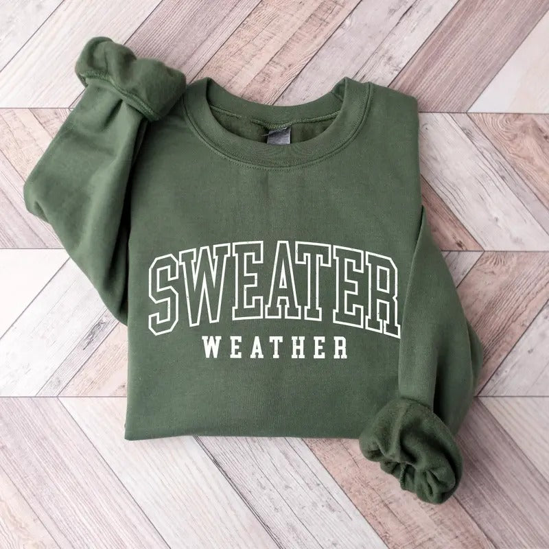 Sweater Weather Sweatshirt, Cozy Sweatshirt, Fall Sweatshirt, Retro Fall Crewneck, Fall Sweater, Cozy Sweater Weather...
