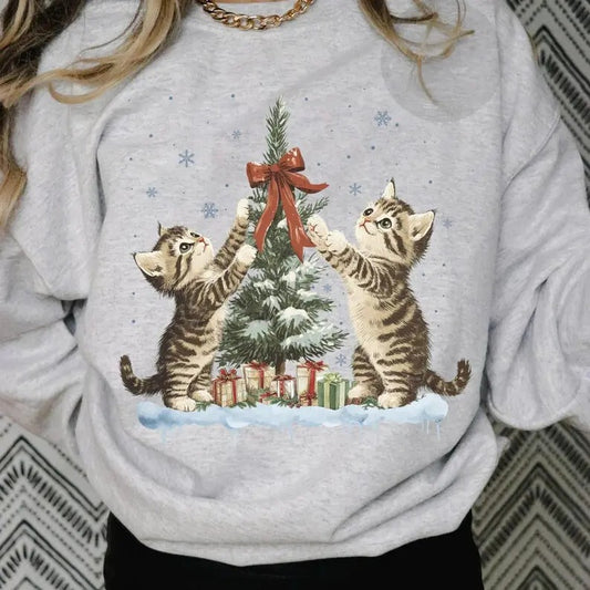 Christmas Cat Lover 100% Cotton T-shirt/Sweatshirt - Unisex Style - Menswear, Top Hoodie | WearSparks.com