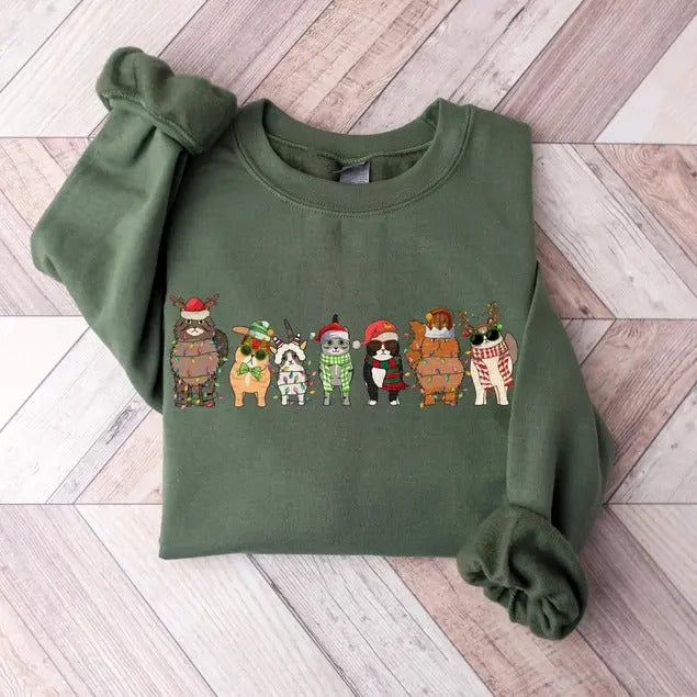 Cute Cat Christmas 100% Cotton T-shirt/Sweatshirt - Unisex Style - Menswear, Top Hoodie | WearSparks.com
