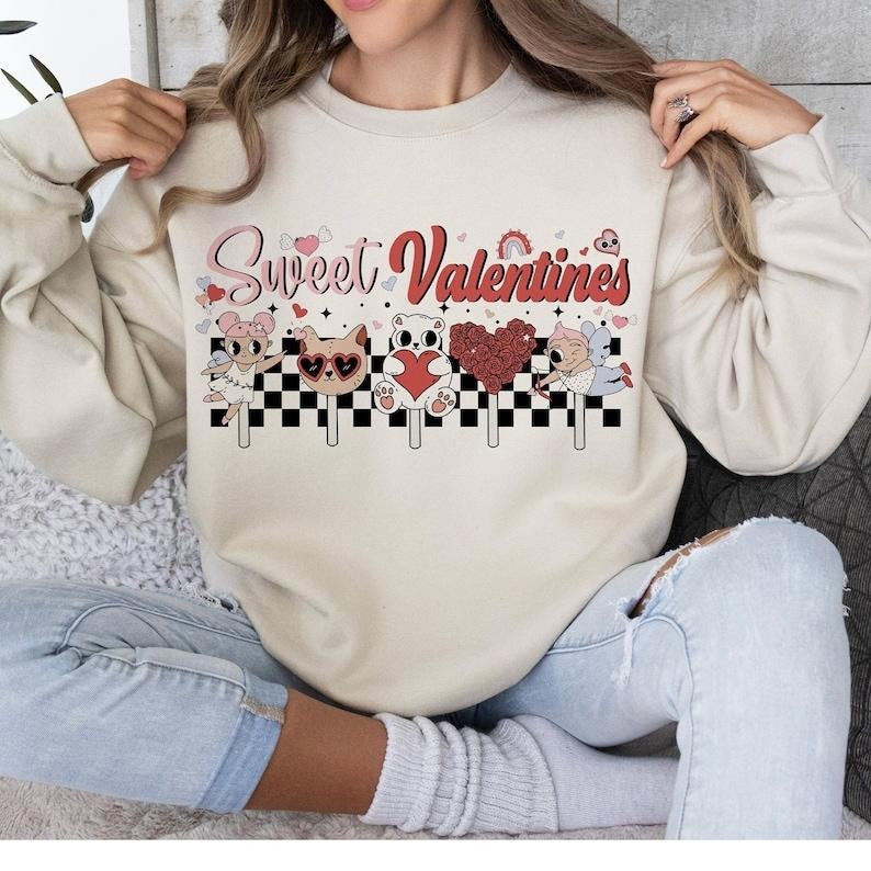 Sweatshirt Valentine Sweatshirts , Retro Valentine Sweatshirts , Groovy Valentine  , Love , Heart , Cute Valentine...