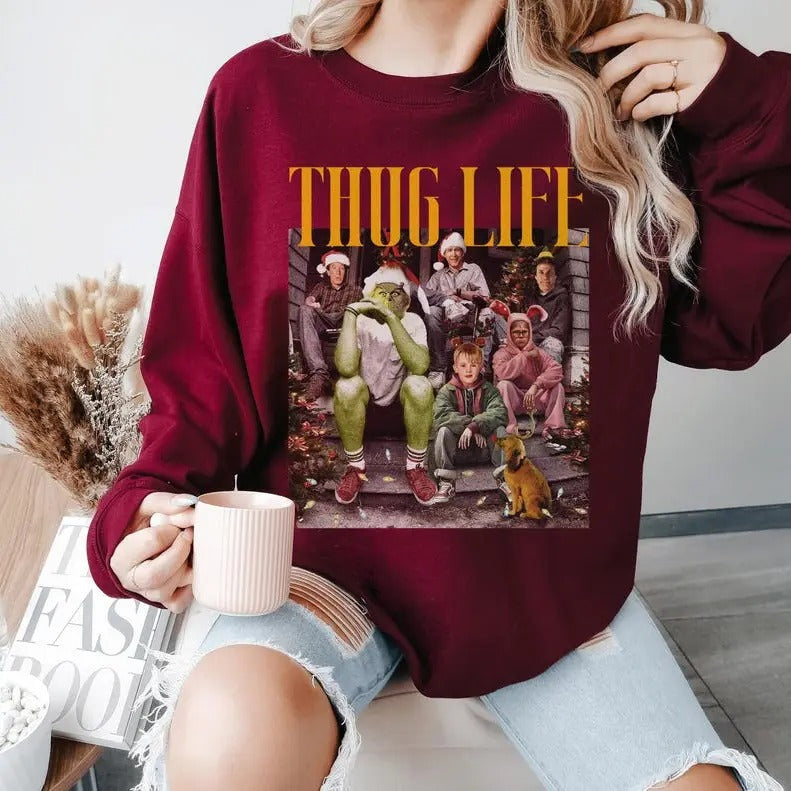 Thug Life Christmas Friends Cotton T-shirt/Sweatshirt for Women - Unisex Style