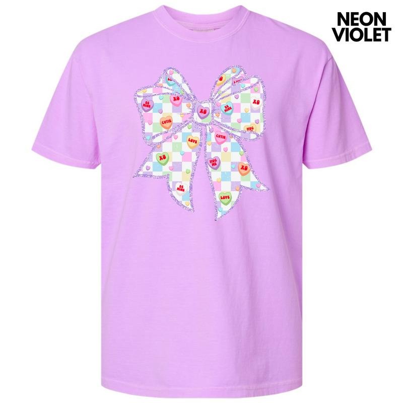 Sweethearts Checkered Bow Comfort Colors T-Shirt 'NLB' Hoodie, Sweatshirt | WearSparks.com