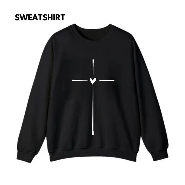Vertical Cross Printed Unisex Crewneck Sweatshirt/T-Shirt, For Him, For Her, Unisex Style, 100% Cotton, Pullover Crewneck...
