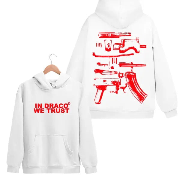 In Draco We Trust 2 Sides Red Graphic Hoodie/Sweatshirt/T-Shirt, For Men, For Women