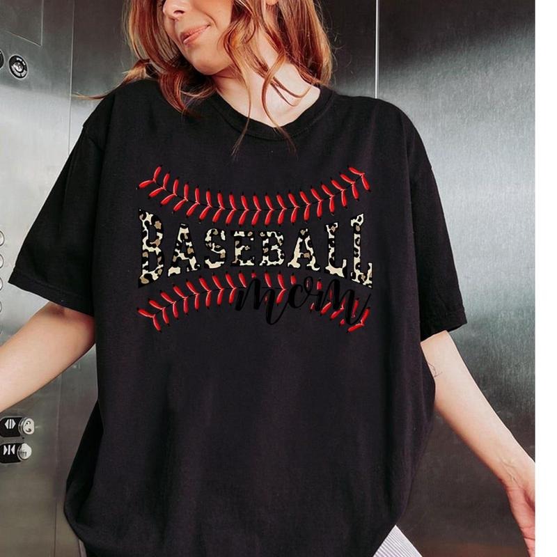 T-shirt For Baseball Mom, Leopard Print Baseball Mom Shirt, Baseball Mother Shirt, Mothers Day Gifts, Baseball Mom...