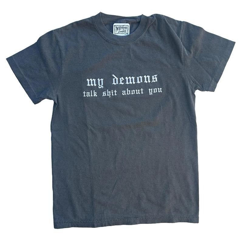 T-shirt My Demons Talk About You Embroidered Comfort Color TEE, Alt Fashion, Alternative Hoodie, Sweatshirt | WearSparks.com
