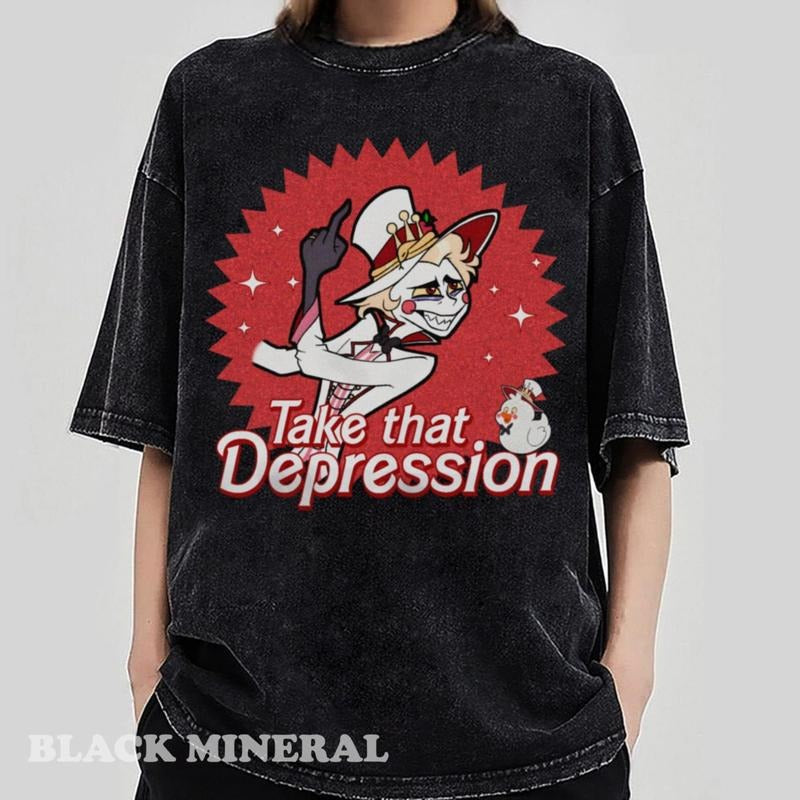 TAKE THAT DEPRESSION Shirt, Lucifer Morningstar Comfort Colors Shirt, Lucifer Hazbin Hotel Shirt, Lucifer Vivziepop Shirt...