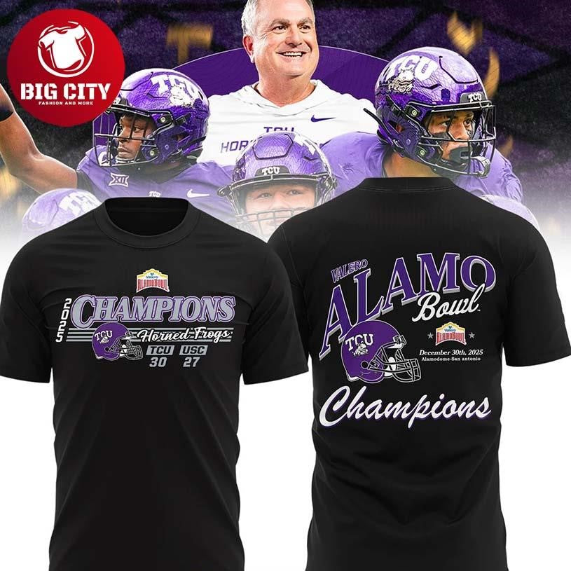 TCU Horned Frogs 2025 Valero Alamo Bowl Champions Two Sided Shirt