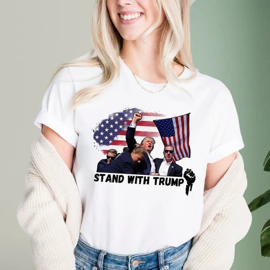 TRUM SHOT T-SHIRT, Stand With Trum Shirt,  Pray For Trumm, Trumm Assassination, Unisex Classic Cotton Tee with Graphic...
