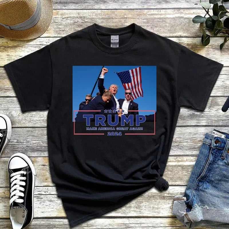 TRUM SHOT T-SHIRT, Trum 2024 Make America Great Again Shirt,  Pray For Trumm, Trumm Assassination, Unisex Classic Cotton...