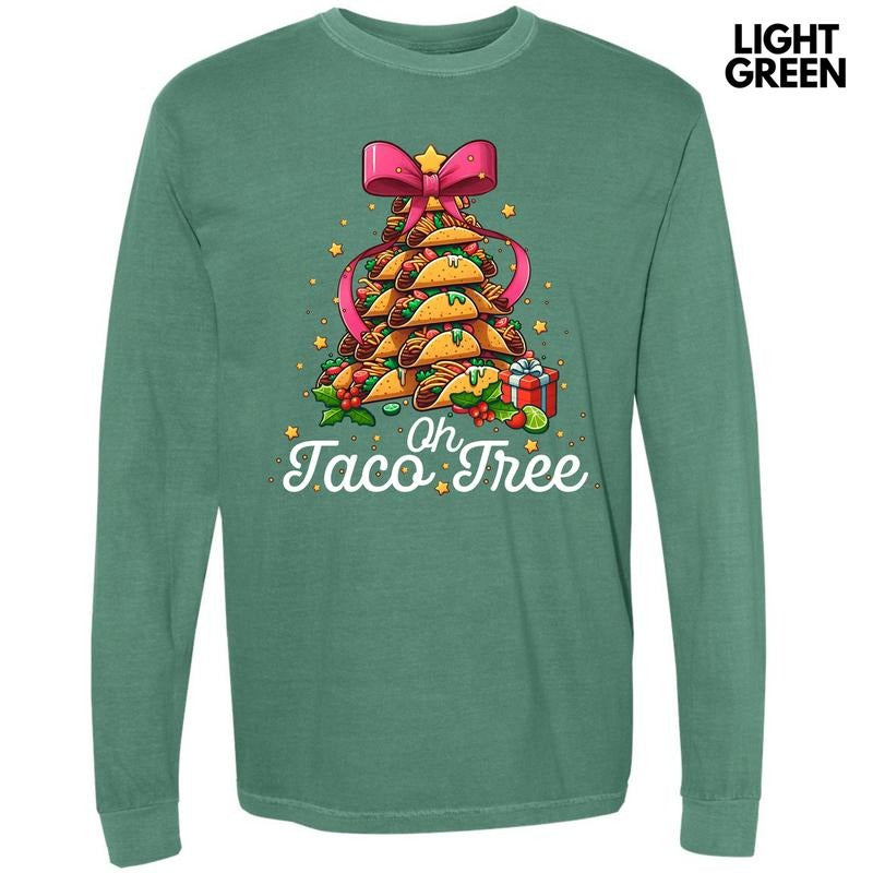 Taco Christmas Tree Long Sleeve Comfort Colors T-Shirt 'NLB Hoodie, Sweatshirt | WearSparks.com