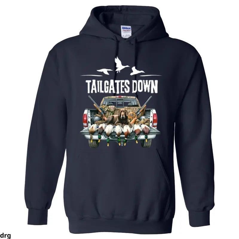 Tailgates Down Hunting Hoodie, Premium Outdoor Apparel for Duck Hunters and Dog Lovers, Comfortable and Warm Sweasthirt...