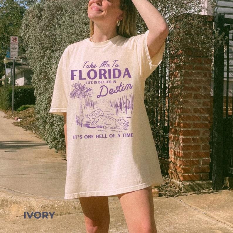 Take Me to Florida Shirt Destin FL Alligator Shirt Downtown Girl Coconut Girl Salty Granola Girl Tour Outfit Concert Tee ...