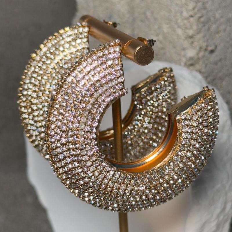 Taking It Gold Rhinestone Earring Sparkling Design with Rhinestones for Women's Minimalist Elegance T-Shirts, Hoodie,...