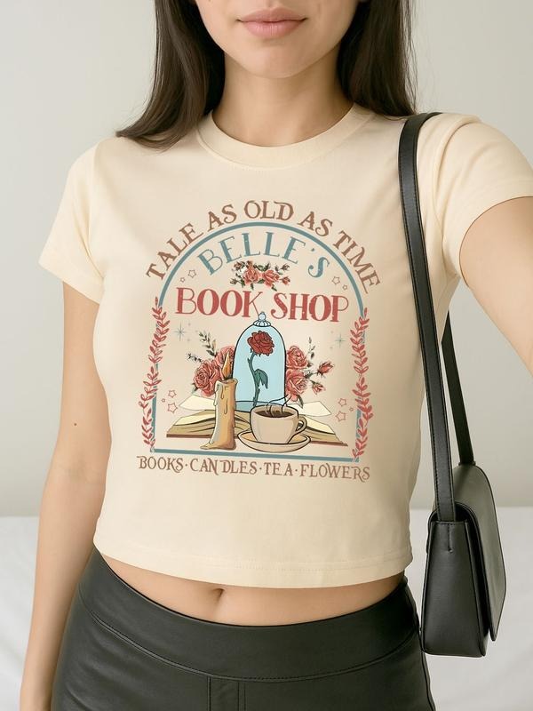 Tale As Old As Time Croptop, Book Shop Micro Tee, Bellle Short T Shirt, Family Trip, Magic Kingdom Apparel T shirt...