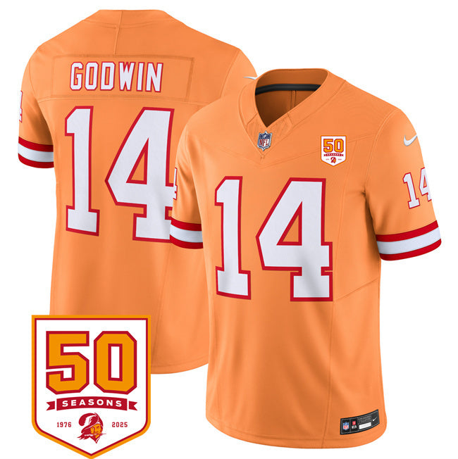 Tampa Bay Buccaneers #14 Chris Godwin Orange 2025 F.U.S.E. 50th Anniversary Patch