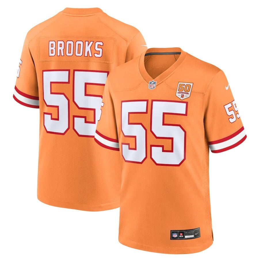 Tampa Bay Buccaneers #55 Derrick Brooks 50th Season Game Jersey - Creamsicle